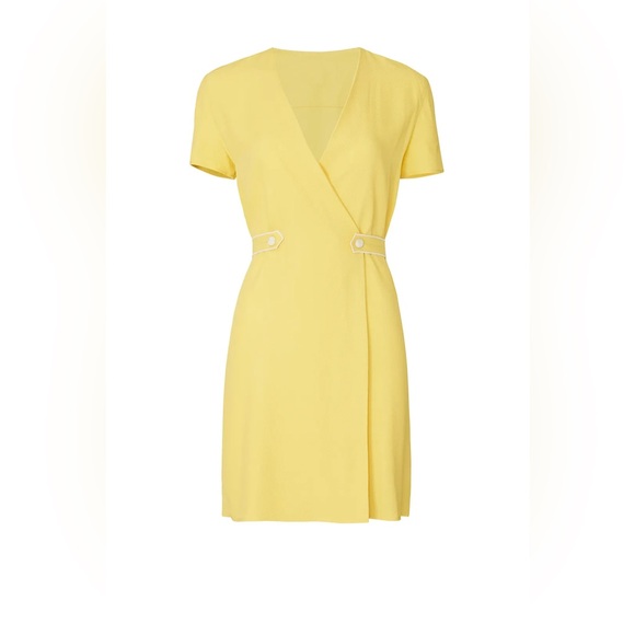 rag & bone Tabitha Dress Yellow Wrap Mini Dress Medium Viscose Short Sleeve - Picture 5 of 16